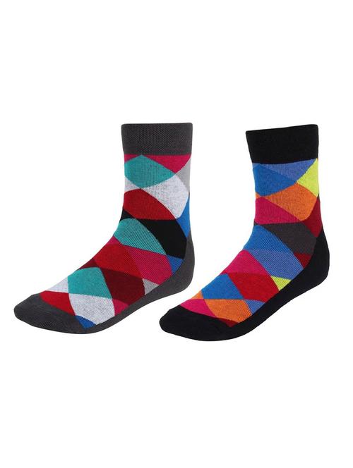 set of 2 multi colored cotton ankle length sock - 13719829 - Very Small Image - 1
