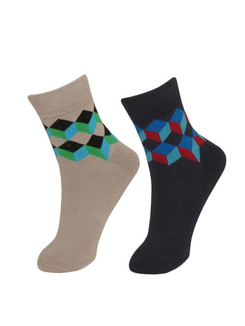 set of 2 multi colored cotton ankle length sock - 13719834 - Very Small Image - 1