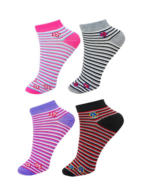 set of 4 multi colored cotton ankle length sock - 13719843 - Very Small Image - 1
