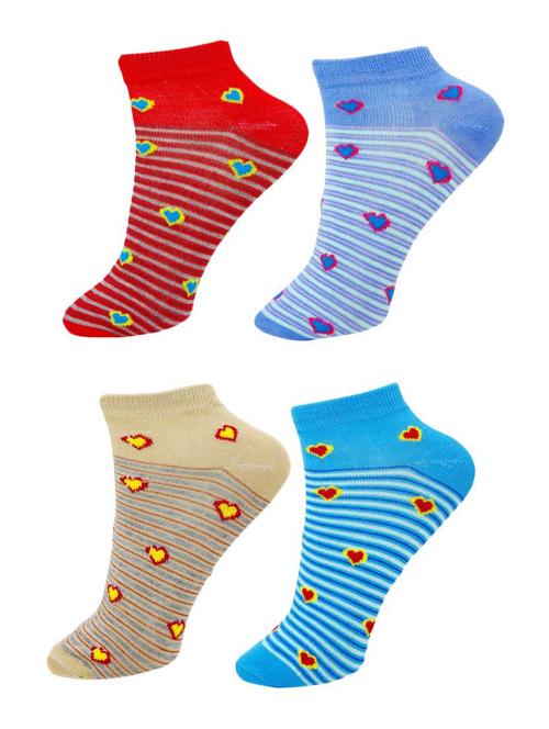 set of 4 multi colored cotton ankle length sock - 13719849 - Very Small Image - 1