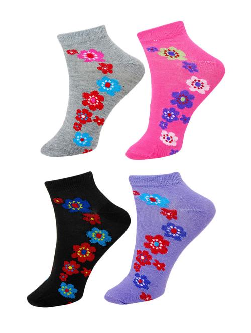 set of 4 multi colored cotton ankle length sock - 13719851 - Very Small Image - 1