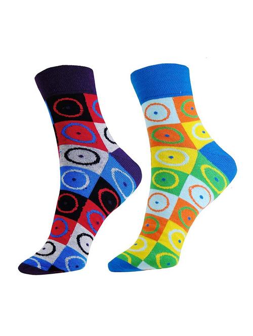 set of 2 multi colored cotton ankle length sock - 13719853 - Very Small Image - 1