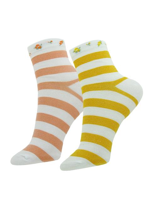 set of 2 multi colored cotton ankle length sock - 13719872 - Very Small Image - 1