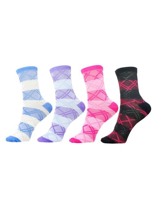 set of 4 multi colored cotton ankle length sock - 13719899 - Very Small Image - 1