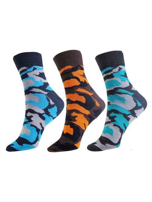 set of 3 multi colored cotton ankle length sock - 13720022 - Very Small Image - 1