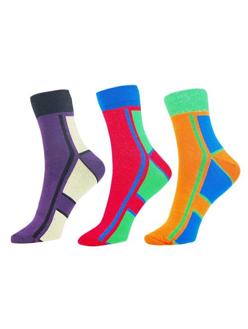 set of 3 multi colored cotton ankle length sock - 13720038 - Very Small Image - 1