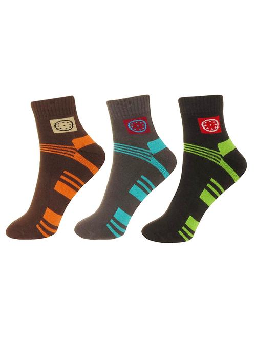 set of 3 multi colored cotton ankle length sock - 13720051 - Very Small Image - 1