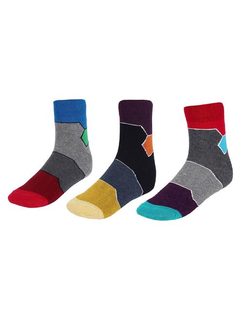 set of 3 multi colored cotton ankle length sock - 13720055 - Very Small Image - 1