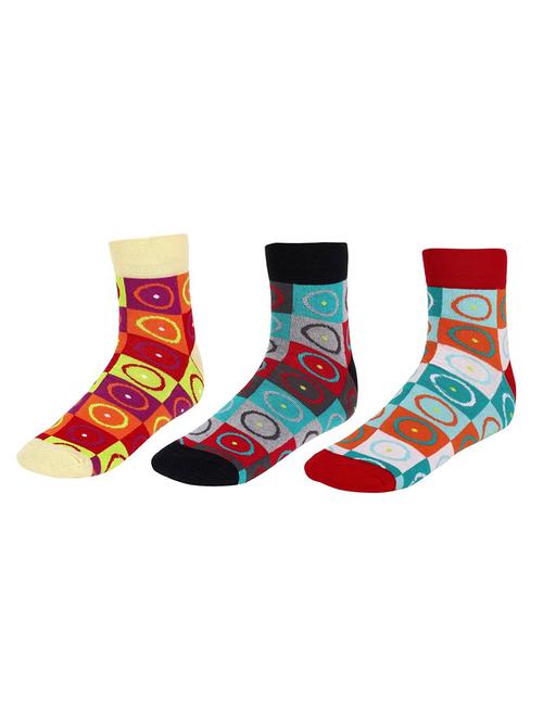 set of 3 multi colored cotton ankle length sock - 13720056 - Very Small Image - 1