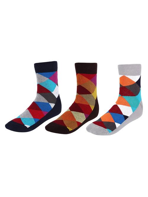 set of 3 multi colored cotton ankle length sock - 13720061 - Very Small Image - 1