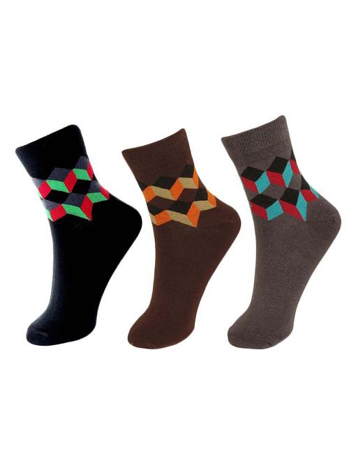 set of 3 multi colored cotton ankle length sock - 13720062 - Very Small Image - 1