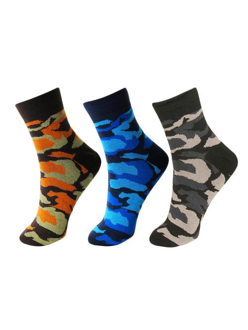 set of 3 multi colored cotton ankle length sock - 13720063 - Very Small Image - 1