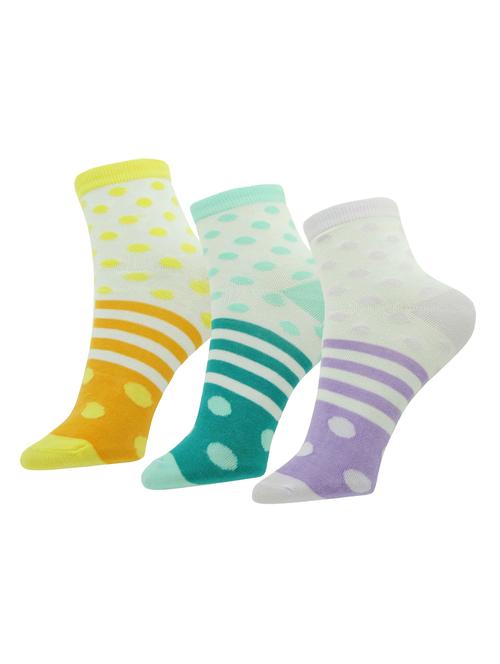 set of 3 multi colored cotton ankle length sock - 13720066 - Very Small Image - 1