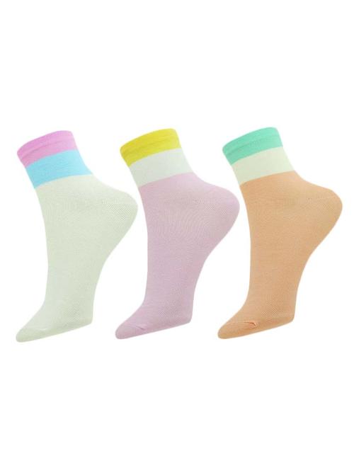 set of 3 multi colored cotton ankle length sock - 13720070 - Very Small Image - 1