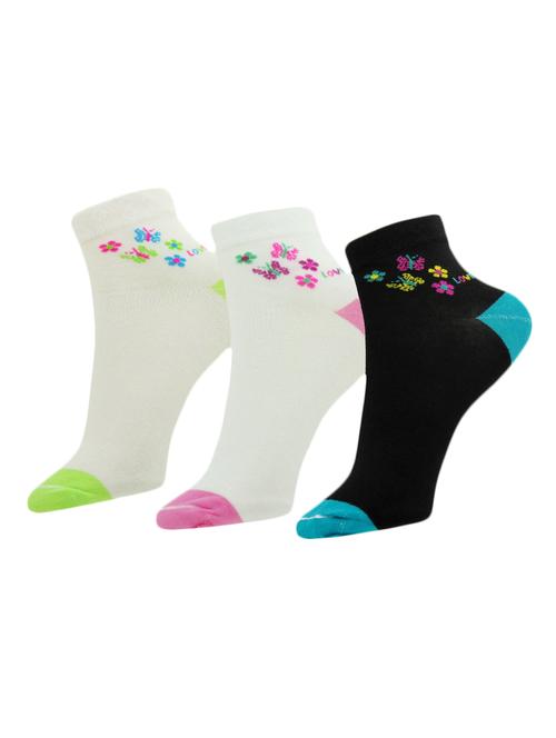 set of 3 multi colored cotton ankle length sock - 13720072 - Very Small Image - 1