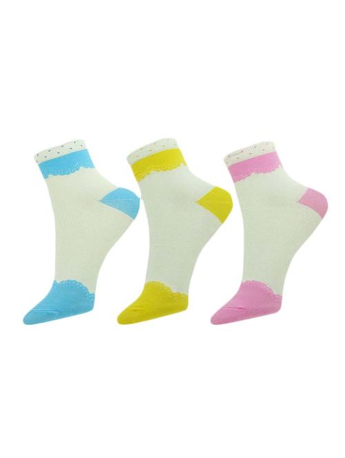 set of 3 multi colored cotton ankle length sock - 13720073 - Very Small Image - 1