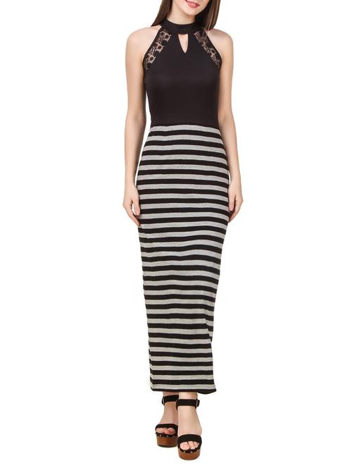 striped lace detail maxi dress - 13720131 - Very Small Image - 1