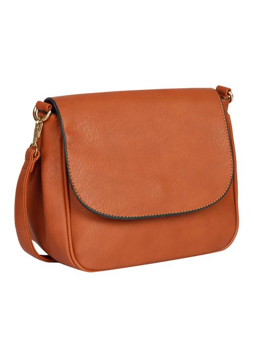 brown leatherette regular sling bag - 13720228 - Very Small Image - 1