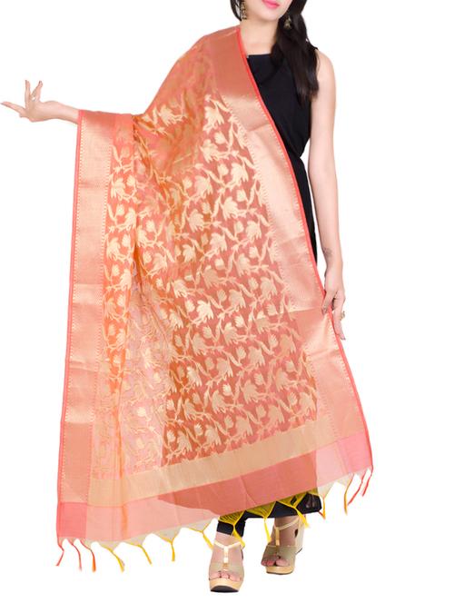 chandrakala orange banarasi dupatta - 13720653 - Very Small Image - 1