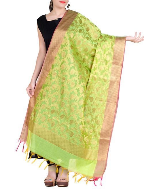chandrakala green banarasi dupatta - 13720662 - Very Small Image - 1