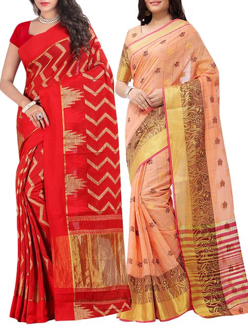 combos (set of 2) multi color woven sarees with blouse - 13721688 - Very Small Image - 1