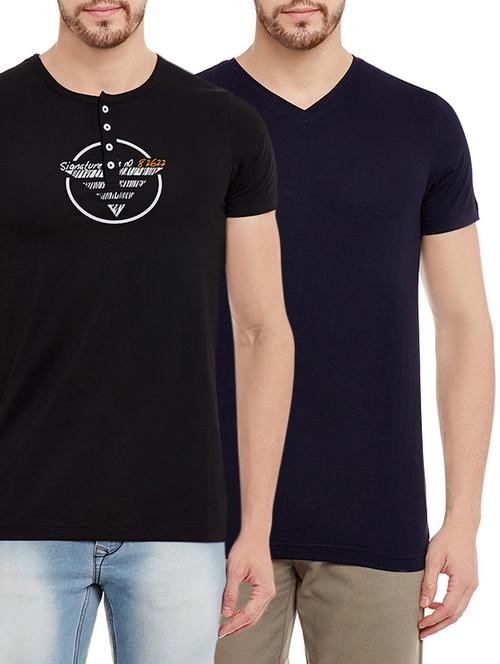 black blue set of 2 cotton t-shirt - 13721968 - Very Small Image - 1