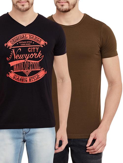 black brown set of 2 cotton t-shirt - 13721974 - Very Small Image - 1