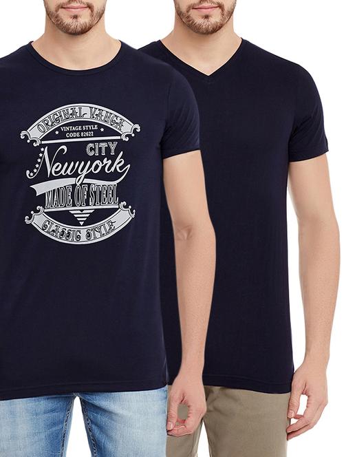 blue set of 2 cotton t-shirt - 13721978 - Very Small Image - 1