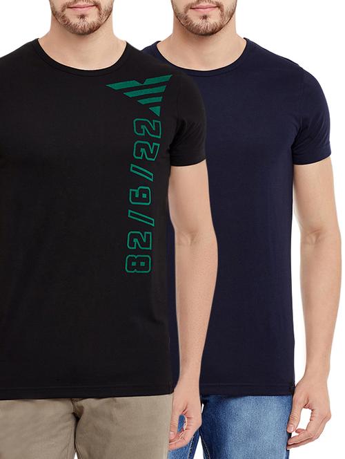 black blue set of 2 cotton t-shirt - 13721982 - Very Small Image - 1