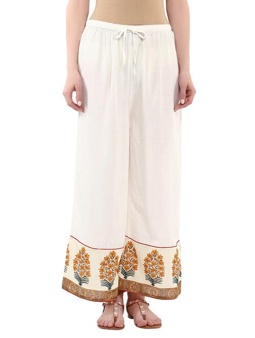 white printed rayon palazzo - 13722525 - Very Small Image - 1