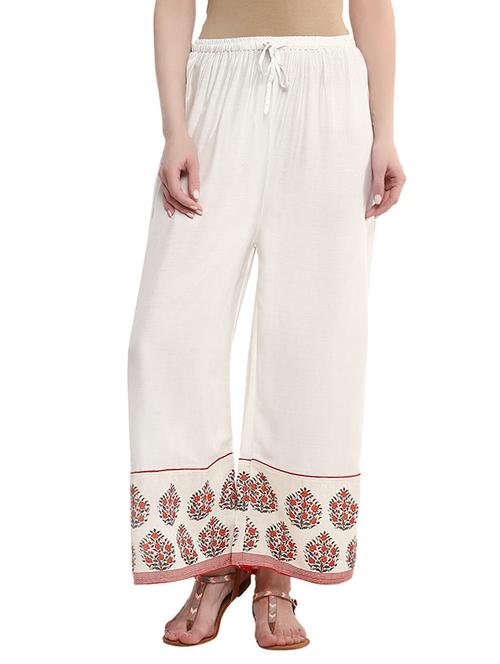 white printed rayon palazzo - 13722526 - Very Small Image - 1