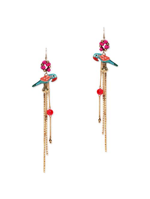 gold metal drop earring - 13722855 - Very Small Image - 1