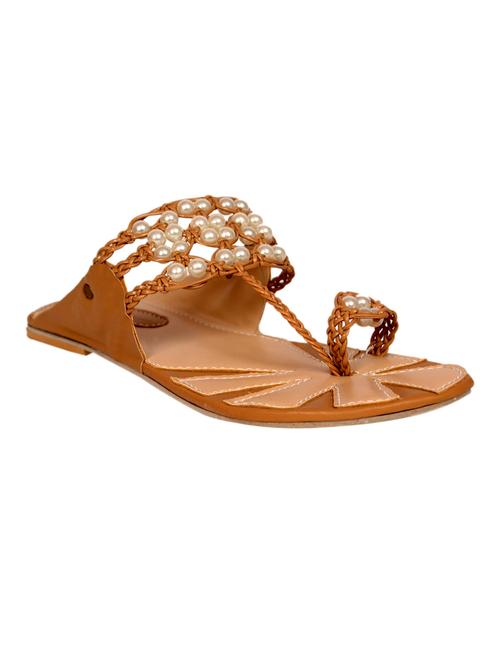 brown one toe kolhapuri - 13724840 - Very Small Image - 1