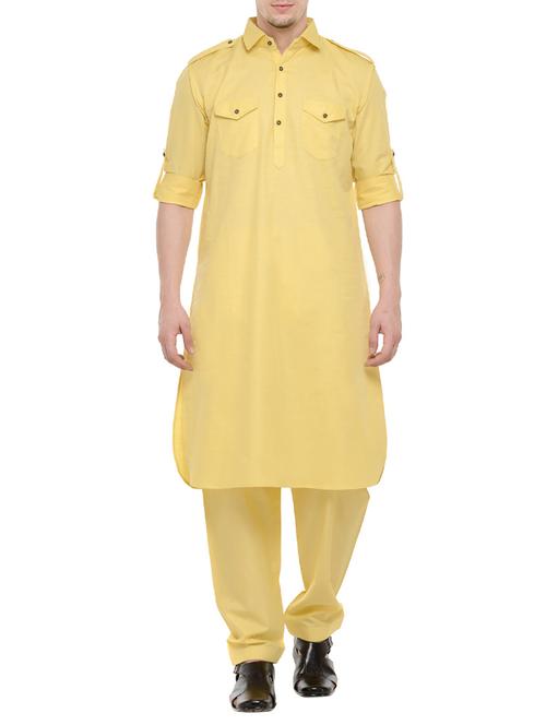 yellow cotton ethnic wear set - 13725328 - Very Small Image - 1