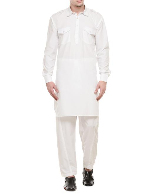 white cotton ethnic wear set - 13725337 - Very Small Image - 1