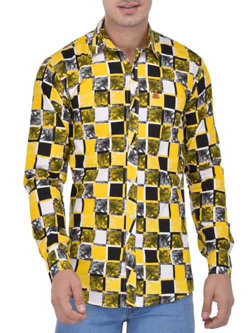 yellow cotton casual shirt - 13726436 - Very Small Image - 1