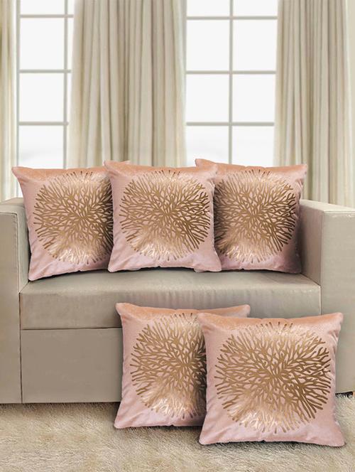 beige velvet cushion cover set of 5 - 13727187 - Very Small Image - 1