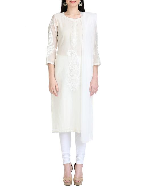 kaanchie nanggia white kurta dupatta set - 13728268 - Very Small Image - 1