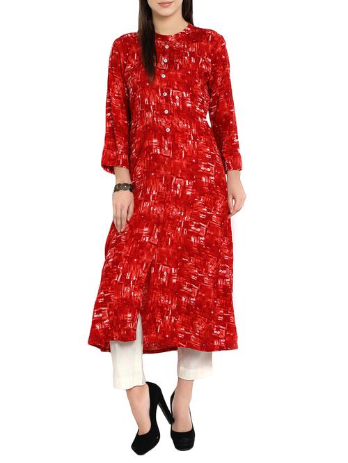 abstract printed kurta with pant set - 13728590 - Very Small Image - 1