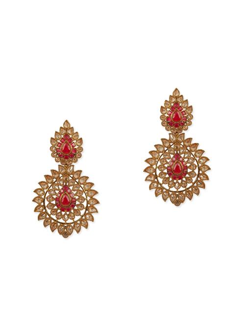 golden metal drop earrings - 13730004 - Very Small Image - 1