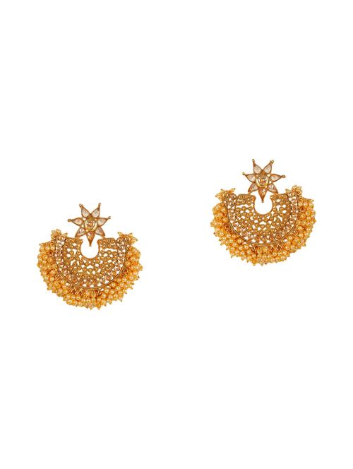 gold metal drop earrings - 13730056 - Very Small Image - 1