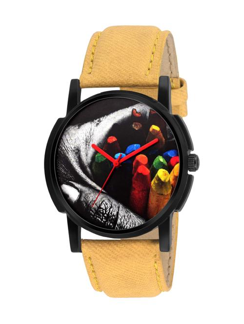 eraa men analog yellow & black wrist watch - 13730960 - Very Small Image - 1