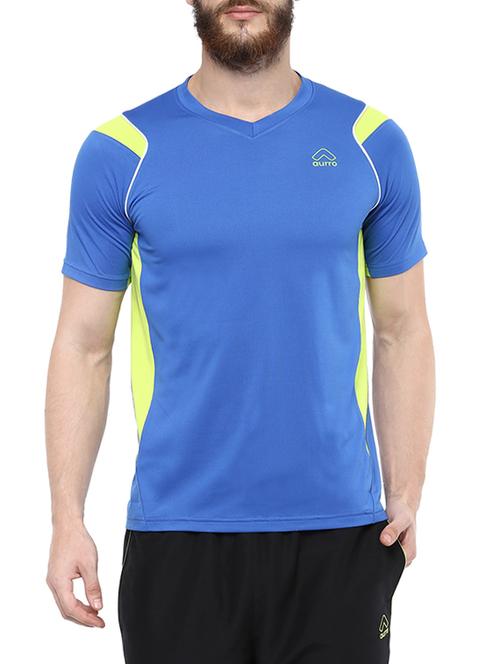 blue colour block polyester t-shirt - 13732257 - Very Small Image - 1
