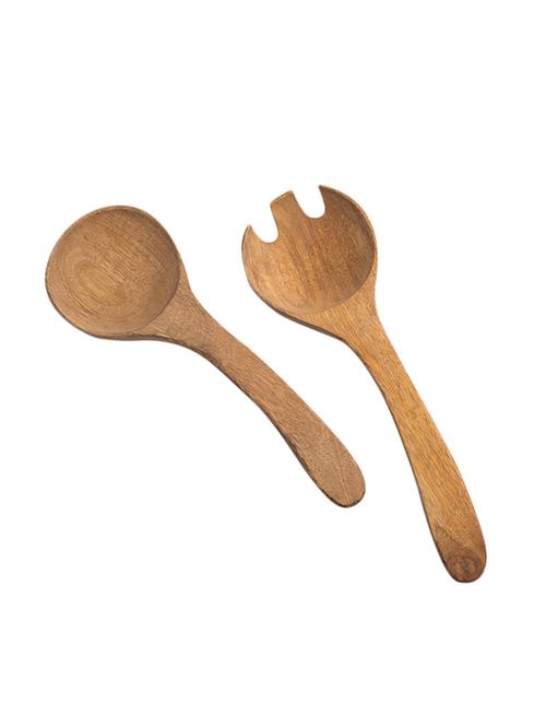 deziworkz natural wooden kitchen spoon & spatula set - 13732361 - Very Small Image - 1
