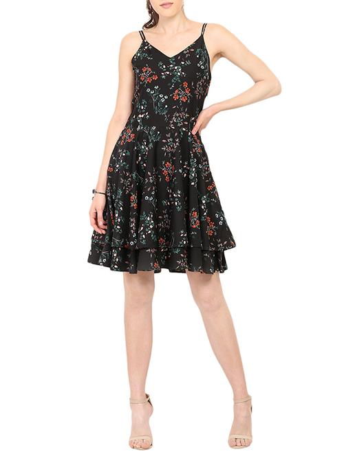 black printed layered dress - 13733239 - Very Small Image - 1
