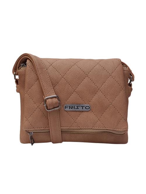 brown leatherette regular sling bag - 13734622 - Very Small Image - 1