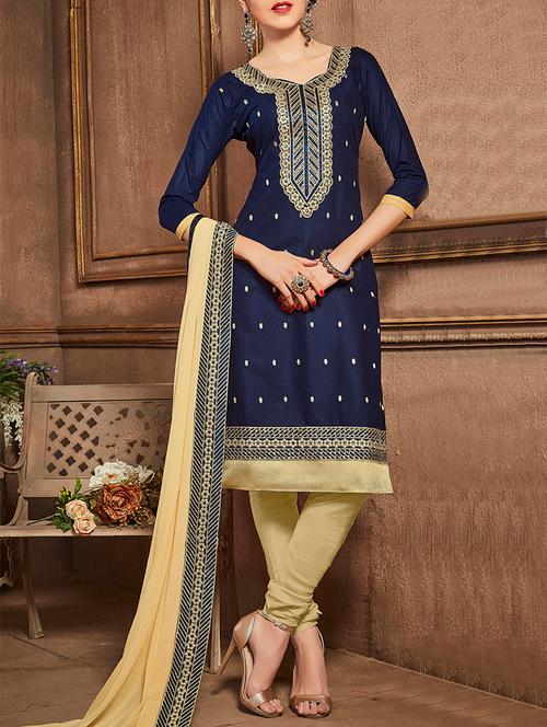 embroidered unstitched churidaar suit - 13736388 - Very Small Image - 1