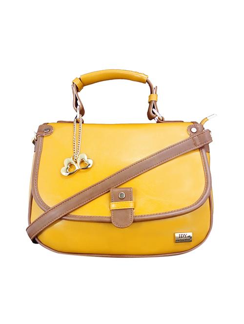 yellow leatherette structured handbag - 13740454 - Very Small Image - 1