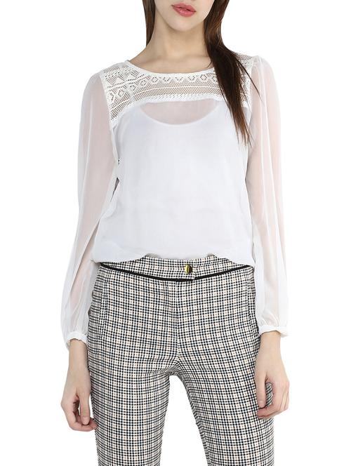 cream georgette regular top - 13741097 - Very Small Image - 1