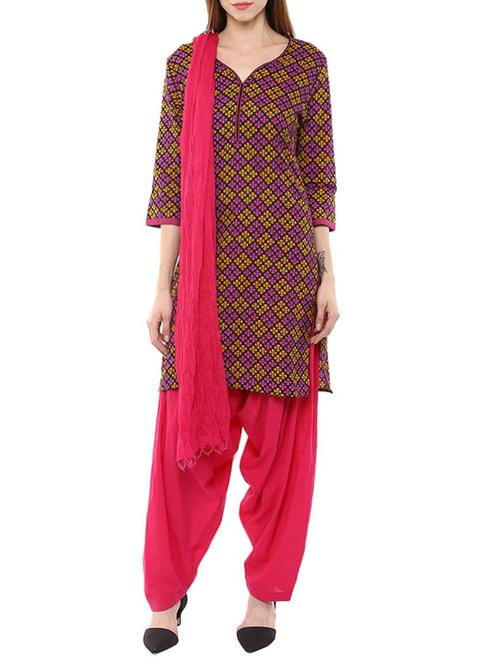 multi colored cotton printed stitched suit - 13744419 - Very Small Image - 1